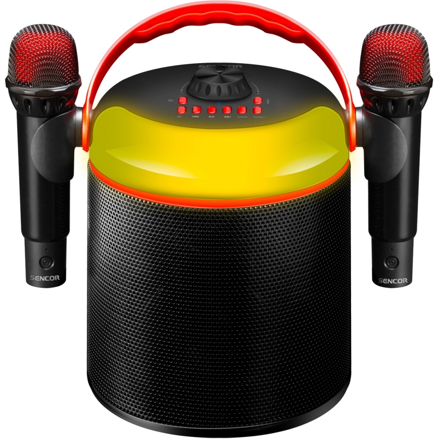 Sencor - LED Kaiutin langattomilla mikrofoneilla 4000 mAh + 2x 1200 mAh