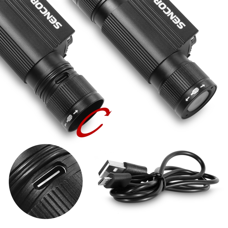 Sencor - LED Ladattava alumiininen otsalamppu LED/5W/2600 mAh IP65