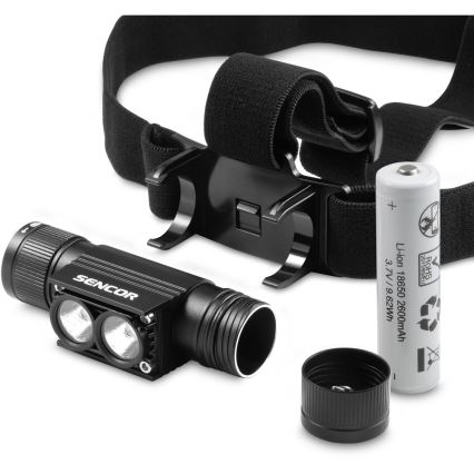 Sencor - LED Ladattava alumiininen otsalamppu LED/5W/2600 mAh IP65
