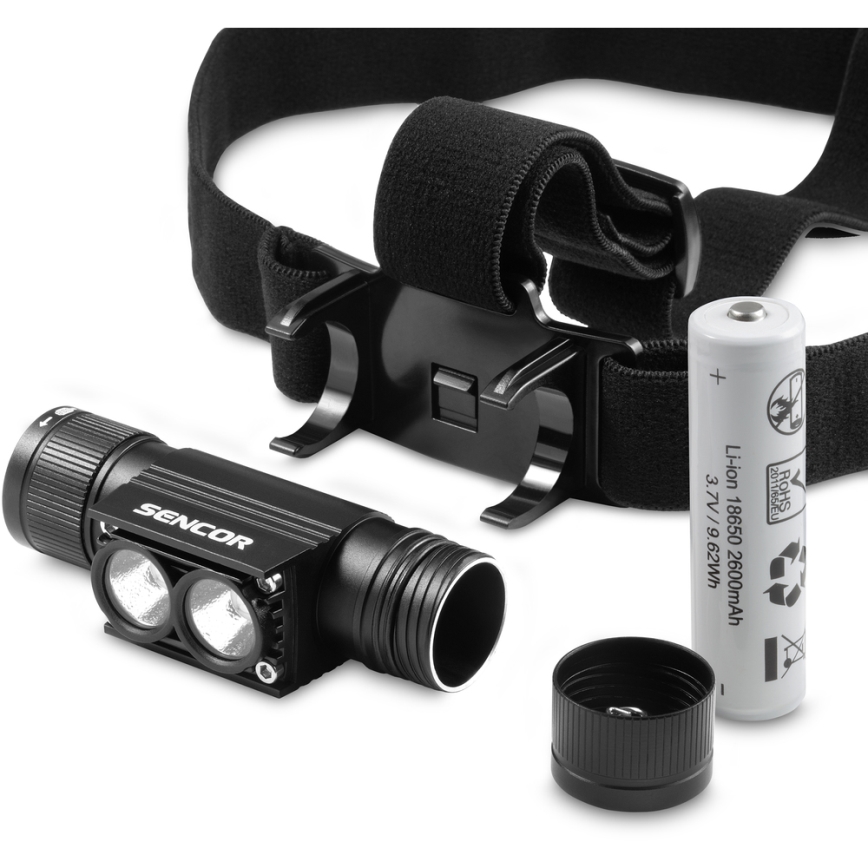 Sencor - LED Ladattava alumiininen otsalamppu LED/5W/2600 mAh IP65