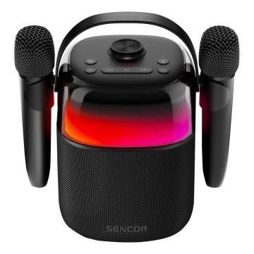 Sencor - LED RGB Kaiutin langattomilla mikrofoneilla 35W 8000 mAh IPX5 musta