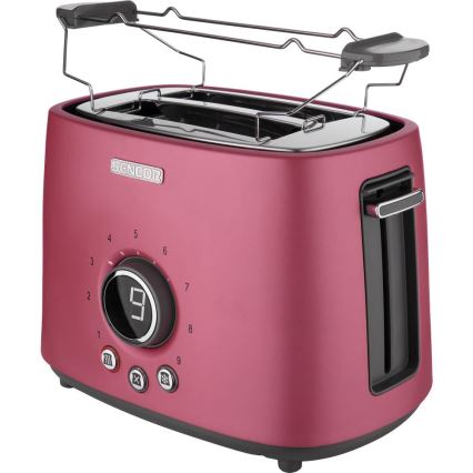 Sencor - Leivänpaahdin 1000W/230V, kahdella aukolla ja lämpötelineellä, vaaleanpunainen