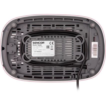 Sencor - Leivänpaahdin 1000W/230V, kahdella aukolla ja lämpötelineellä, vaaleanpunainen