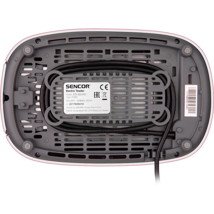 Sencor - Leivänpaahdin 1000W/230V, kahdella aukolla ja lämpötelineellä, vaaleanpunainen