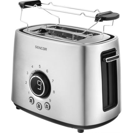 Sencor - Leivänpaahdin kaksi reikää ja lämmittäjä 1000W/230V hopea
