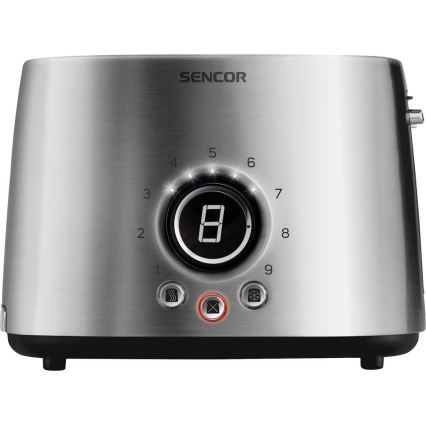Sencor - Leivänpaahdin kaksi reikää ja lämmittäjä 1000W/230V hopea