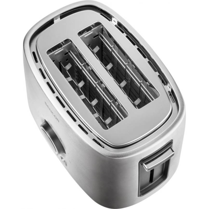 Sencor - Leivänpaahdin kaksi reikää ja lämmittäjä 1000W/230V hopea