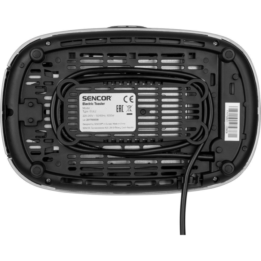 Sencor - Leivänpaahdin kaksi reikää ja lämmittäjä 1000W/230V hopea