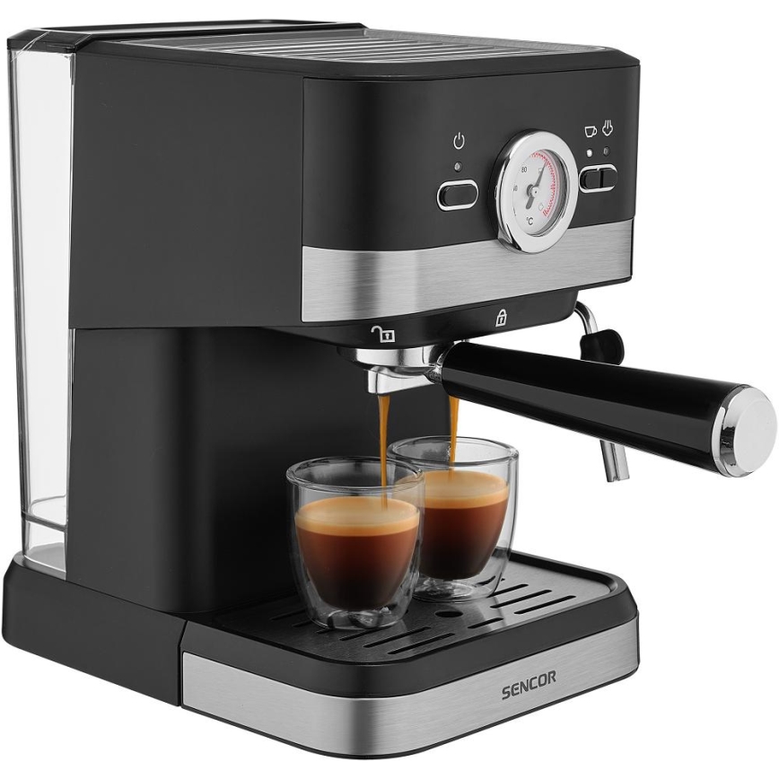 Sencor - Lever kahvinkeitin espresso 1050W/230V musta/mattakromi