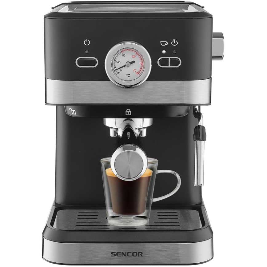 Sencor - Lever kahvinkeitin espresso 1050W/230V musta/mattakromi