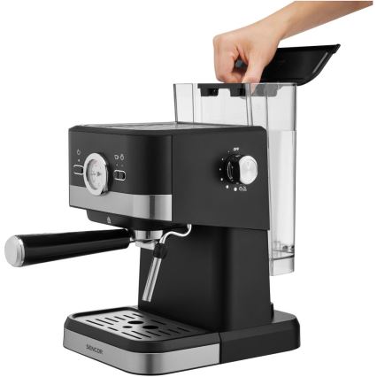Sencor - Lever kahvinkeitin espresso 1050W/230V musta/mattakromi