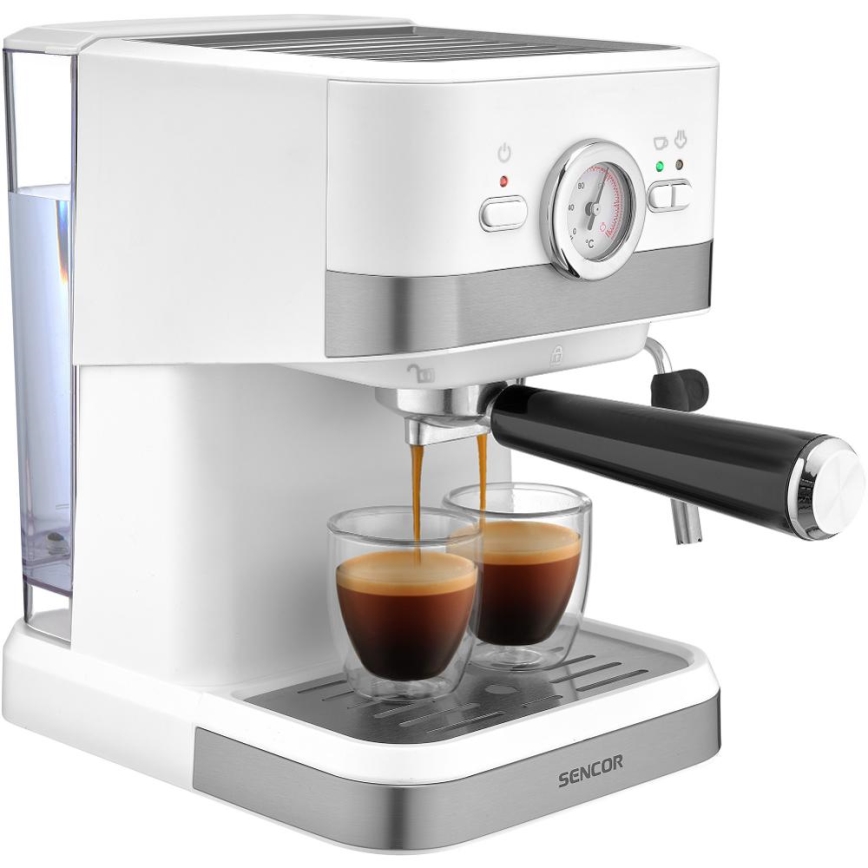Sencor - Lever kahvinkeitin espresso 1050W/230V valkoinen/mattakromi