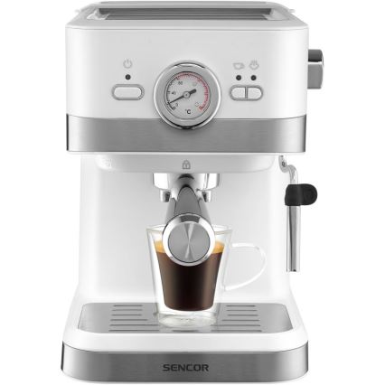 Sencor - Lever kahvinkeitin espresso 1050W/230V valkoinen/mattakromi