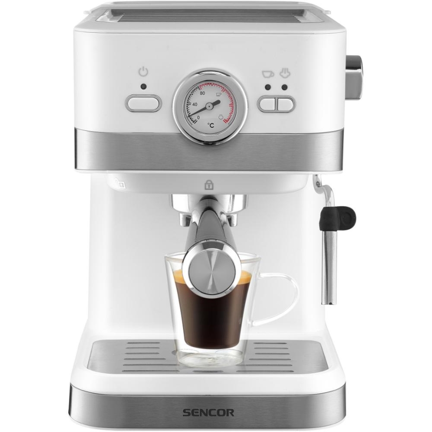 Sencor - Lever kahvinkeitin espresso 1050W/230V valkoinen/mattakromi