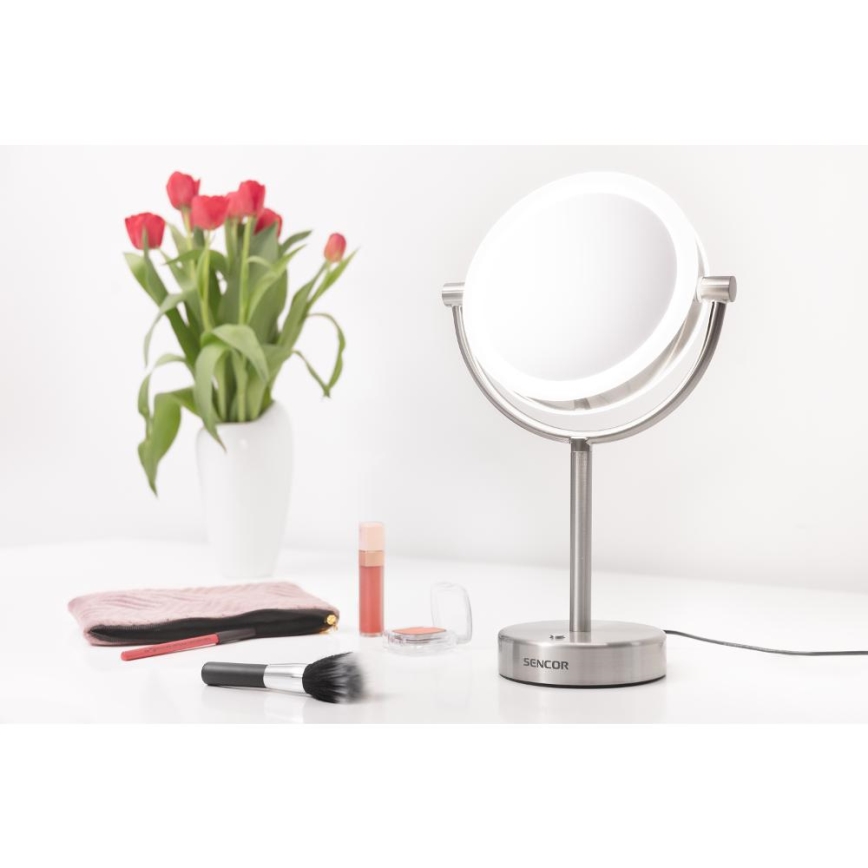 Sencor - Meikkipeili LED-taustavalolla LED/5W/230V ruostumaton