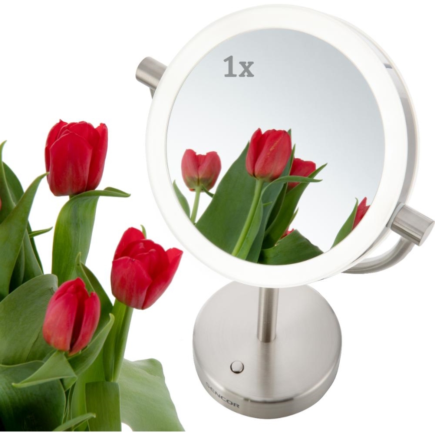 Sencor - Meikkipeili LED-taustavalolla LED/5W/230V ruostumaton
