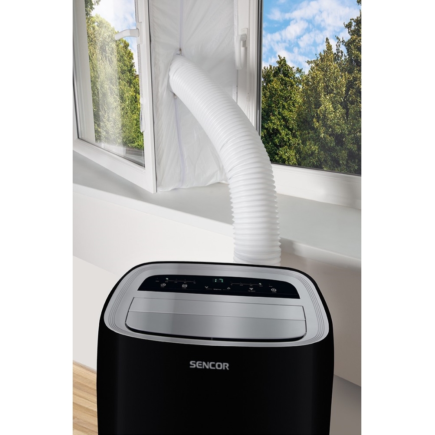 Sencor - Mobiili ilmastointilaite LED-näytöllä 3in1 1000W/230V 9000 BTU musta + kaukosäädin