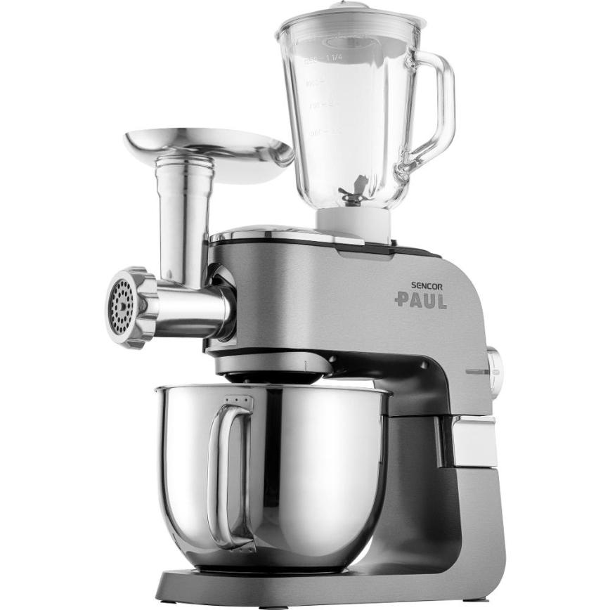 Sencor - Monikäyttöinen keittiörobotti ruostumattomasta teräksestä valmistetun kulhon kanssa 1500W/230V mattakromi