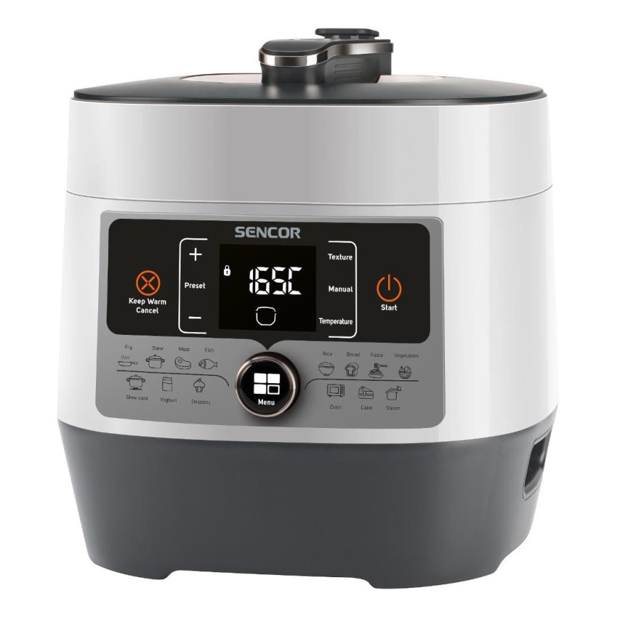 Sencor - Monitoiminen sähköinen painekattila 5,5 l 1000W/230V valkoinen/musta