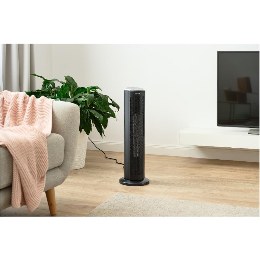 Sencor - Tuuletin keraamisella lämmityselementillä 1300/2200W/230V musta + kaukosäädin