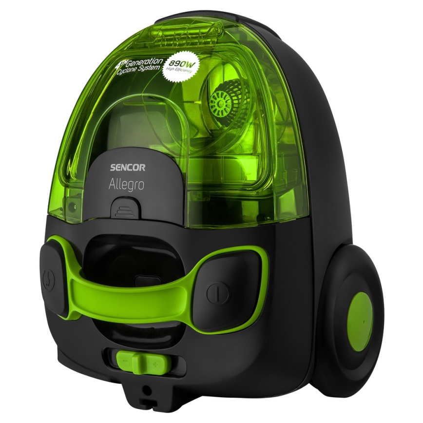 Sencor - Pussiton pölynimuri 1,5 l 890W/230V vihreä/musta