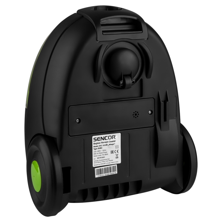 Sencor - Pussiton pölynimuri 1,5 l 890W/230V vihreä/musta