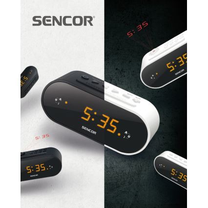 Sencor - Radioherätyskello LED-näytöllä ja projektori 5W/230V musta