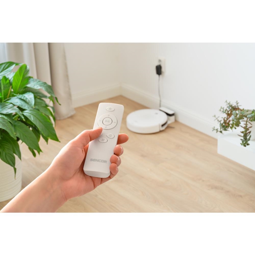Sencor - Robotti-imuri mopilla 2in1 18W/1500 mAh valkoinen + kauko-ohjaus