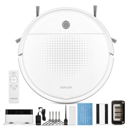 Sencor - Robotti-imuri mopilla 2in1 18W/1500 mAh valkoinen + kauko-ohjaus