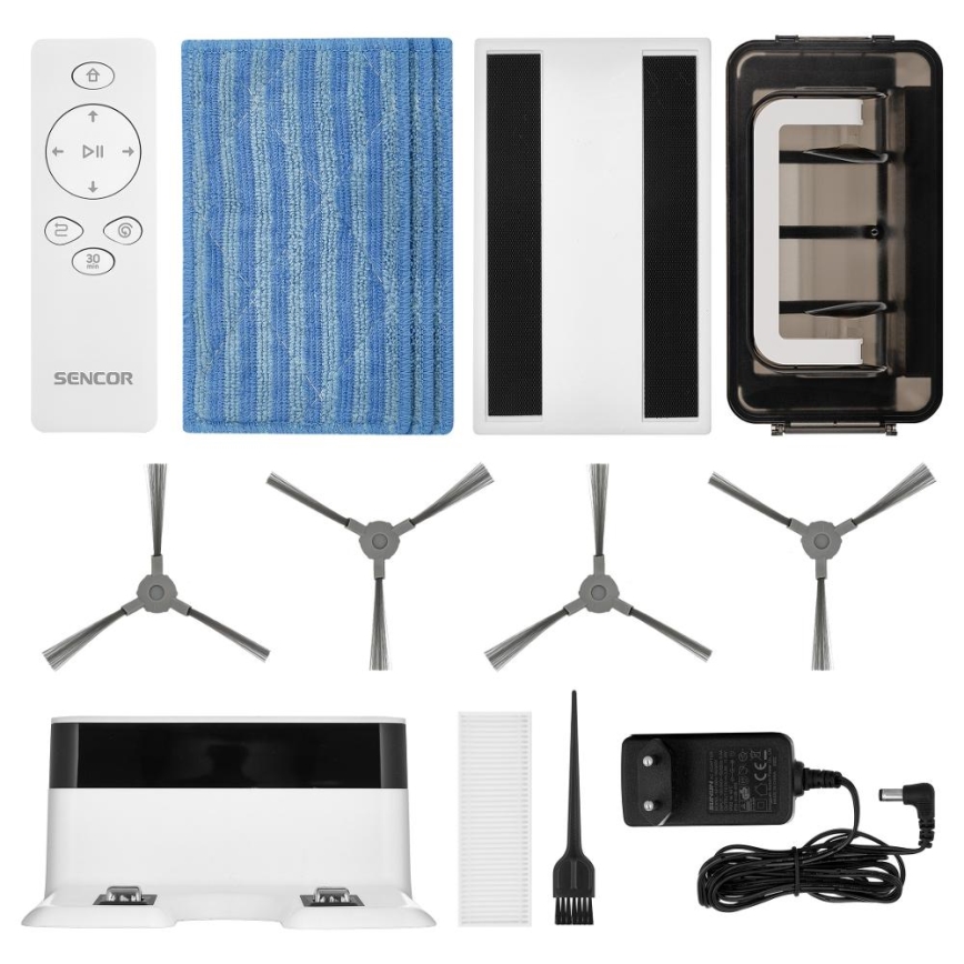 Sencor - Robotti-imuri mopilla 2in1 18W/1500 mAh valkoinen + kauko-ohjaus