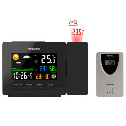 Sencor - Sääasema kanssa väri LCD display, Herätyskello ja projektori 2xAA + 2xAAA