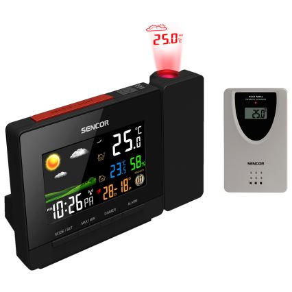 Sencor - Sääasema kanssa väri LCD display, Herätyskello ja projektori 2xAA + 2xAAA
