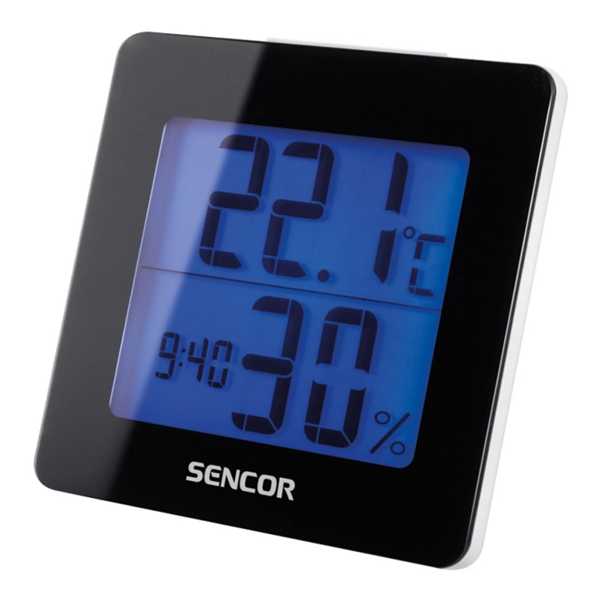 Sencor - Sääasema LCD-näytöllä ja herätyskellolla 1xAA musta