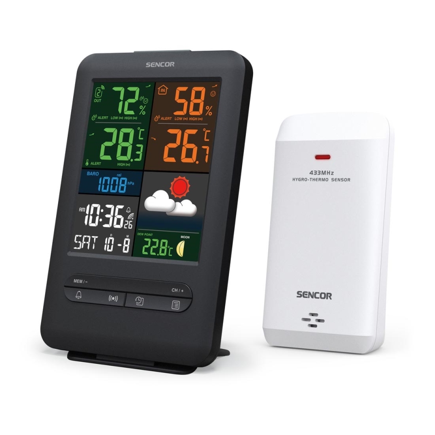 Sencor - Sääasema värillisellä LCD-näytöllä 5V/1xCR2032 + 2xAA