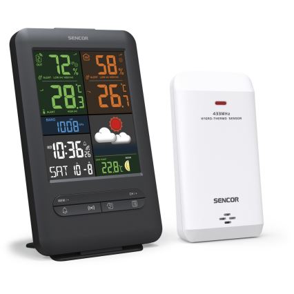 Sencor - Sääasema värillisellä LCD-näytöllä 5V/1xCR2032 + 2xAA