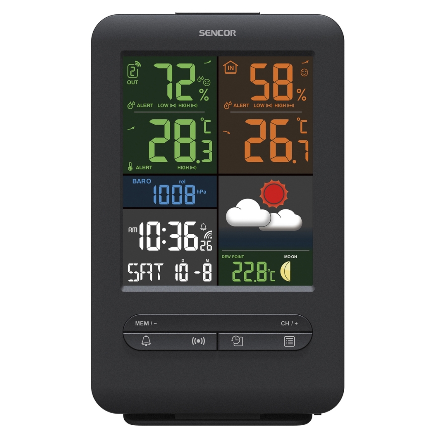 Sencor - Sääasema värillisellä LCD-näytöllä 5V/1xCR2032 + 2xAA