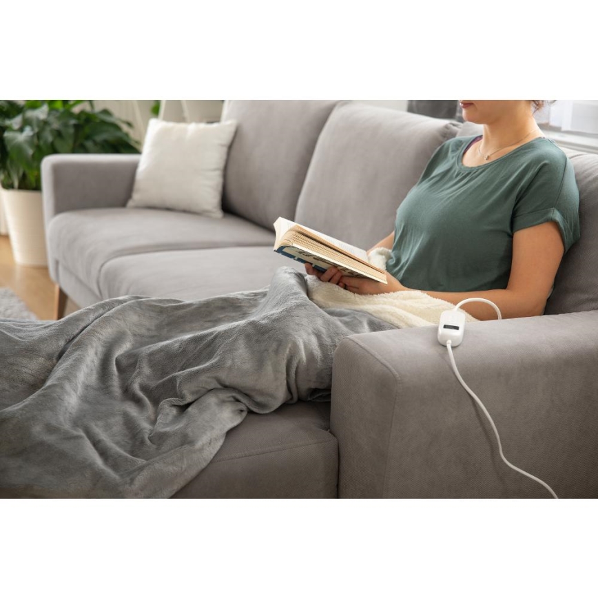 Sencor - Sähköinen lämpöpeitto 160W/230V 180x130 cm harmaa