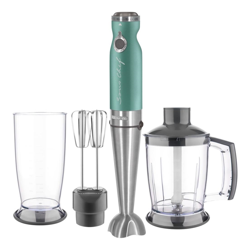 Sencor - sauvasekoitin 4in1 1200W/230V ruostumaton teräs/turkoosi