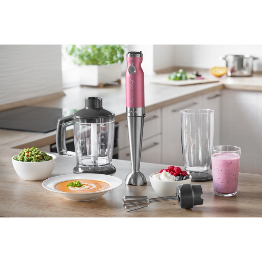 Sencor - sauvasekoitin 4in1 1200W/230V ruostumaton teräs/vaaleanpunainen