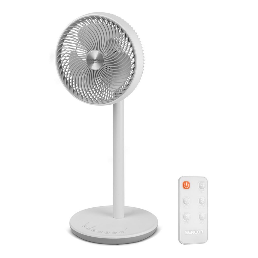Sencor - Seisova tuuletin 3D UltraSilent 26W/230V valkoinen + kauko-ohjaus