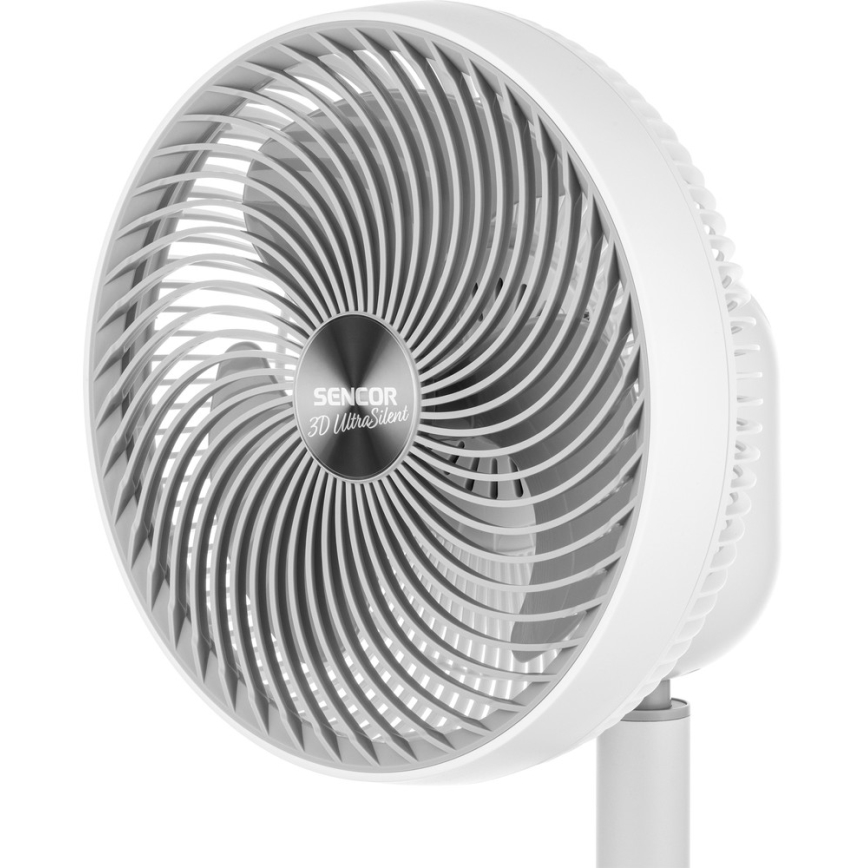 Sencor - Seisova tuuletin 3D UltraSilent 26W/230V valkoinen + kauko-ohjaus