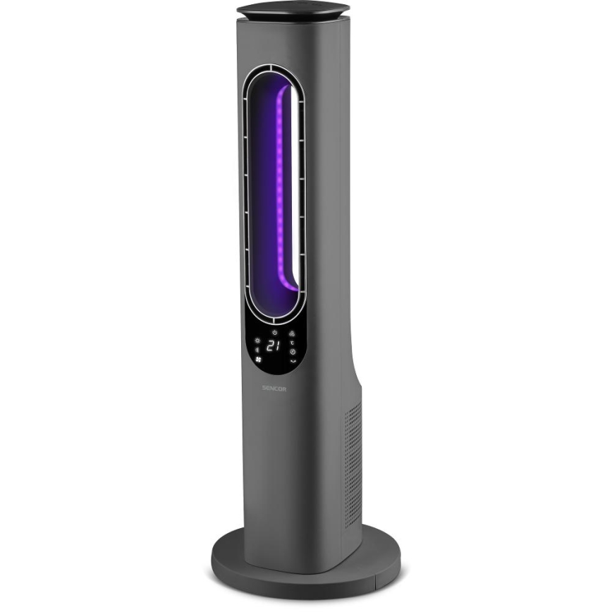 Sencor - Terätön pylväsmallinen keraaminen puhallinlämmitin 1200/2000W/230V antrasiitti + kaukosäädin