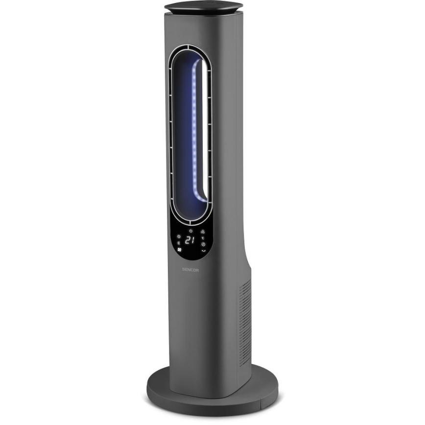 Sencor - Terätön pylväsmallinen keraaminen puhallinlämmitin 1200/2000W/230V antrasiitti + kaukosäädin