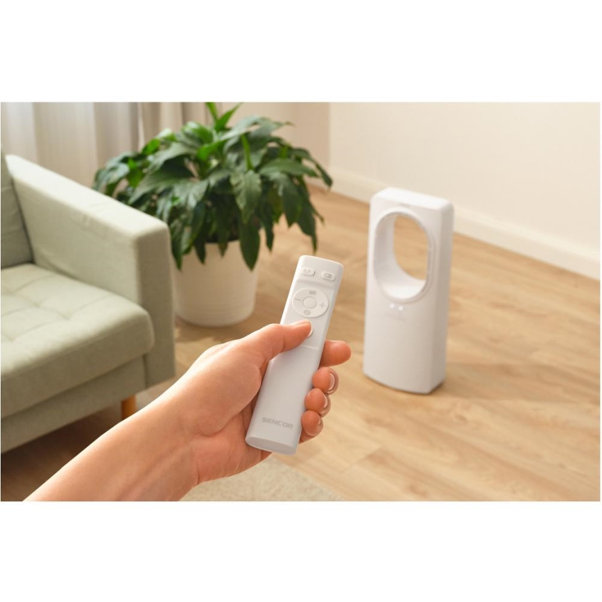 Sencor - Siivetön lattiatuuletin 50W/230V valkoinen + kauko-ohjaus