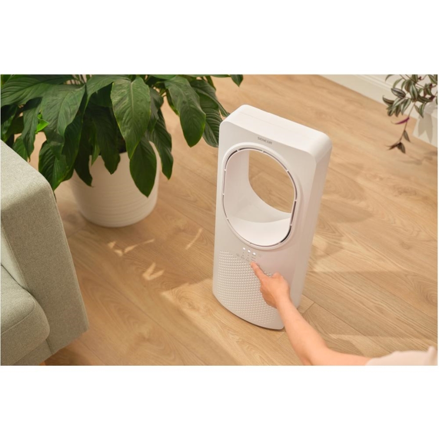 Sencor - Siivetön lattiatuuletin 50W/230V valkoinen + kauko-ohjaus