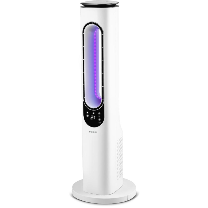Sencor - Siivetön tornituuletin 50W/230V valkoinen + kauko-ohjaus