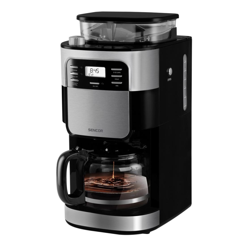 Sencor - Tippa kahvinkeitin 1,5 l LCD-näytöllä 900W/230V