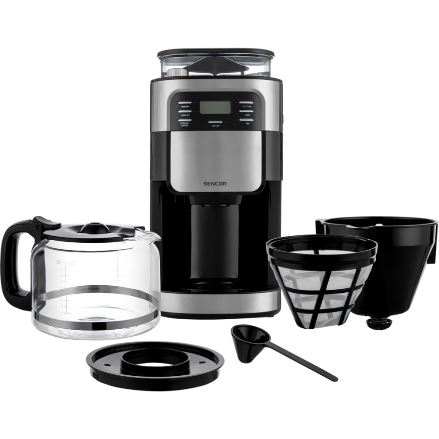 Sencor - Tippa kahvinkeitin 1,5 l LCD-näytöllä 900W/230V