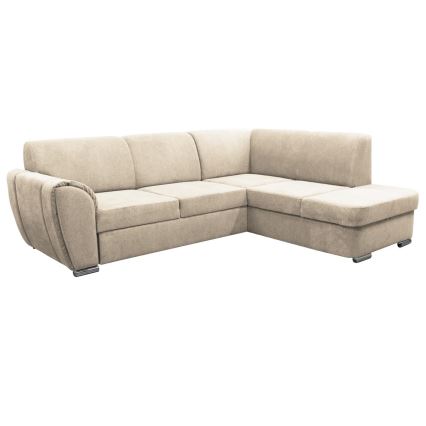 SERPA L-muotoinen avattava kulmasohva säilytystilalla, oikeanpuoleinen, beige