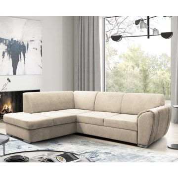 SERPA L-muotoinen avattava kulmasohva säilytystilalla, vasen, beige